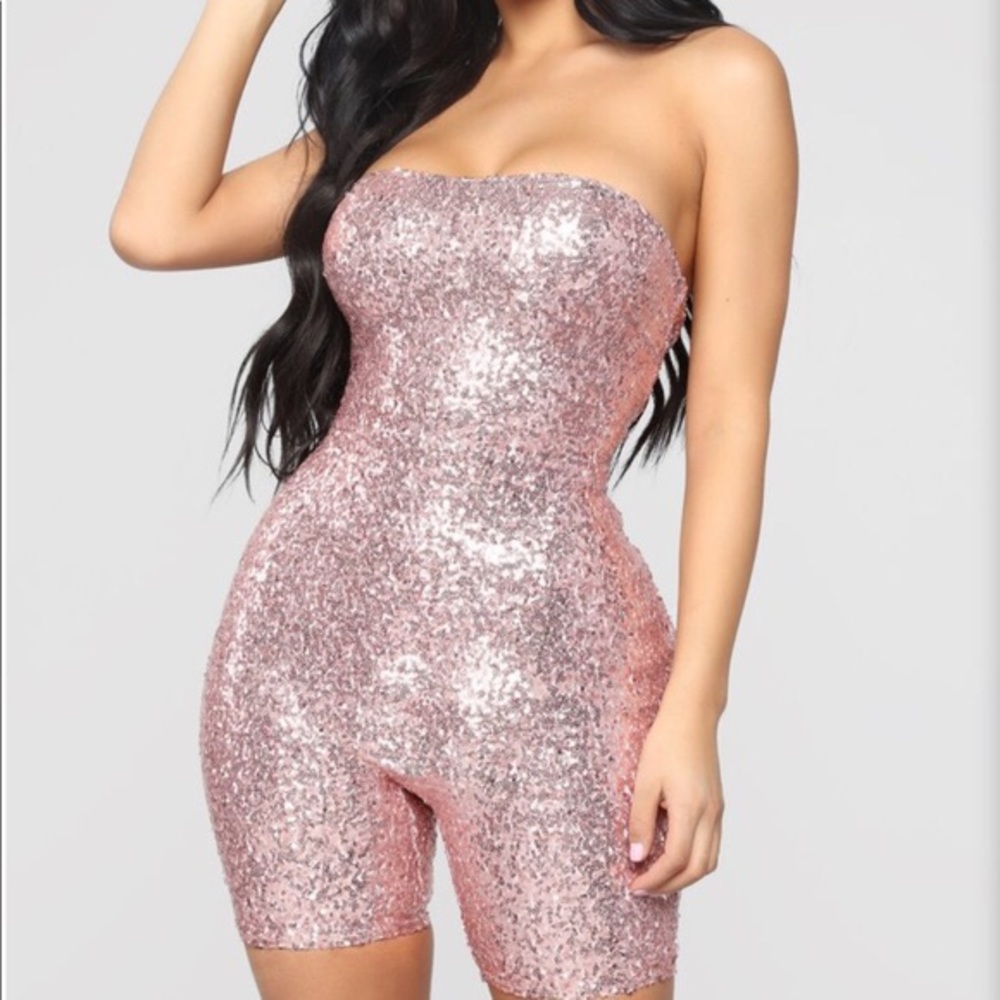 PINK SEQUIN ROMPER- KYLIE JENNER